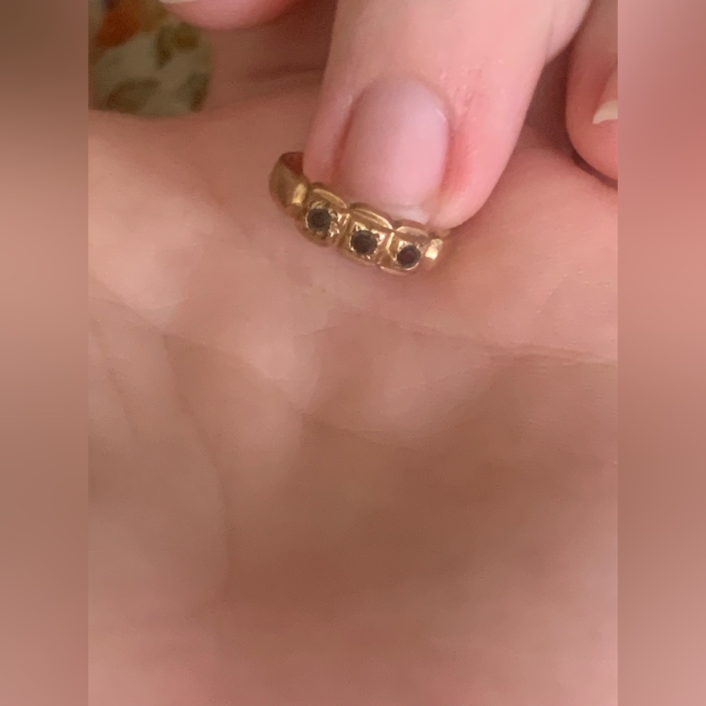 RARE 10K Gold Antique 1800’s Ostby & Barton Co. pinky/infant ring garnet or ruby - Picture 7 of 8